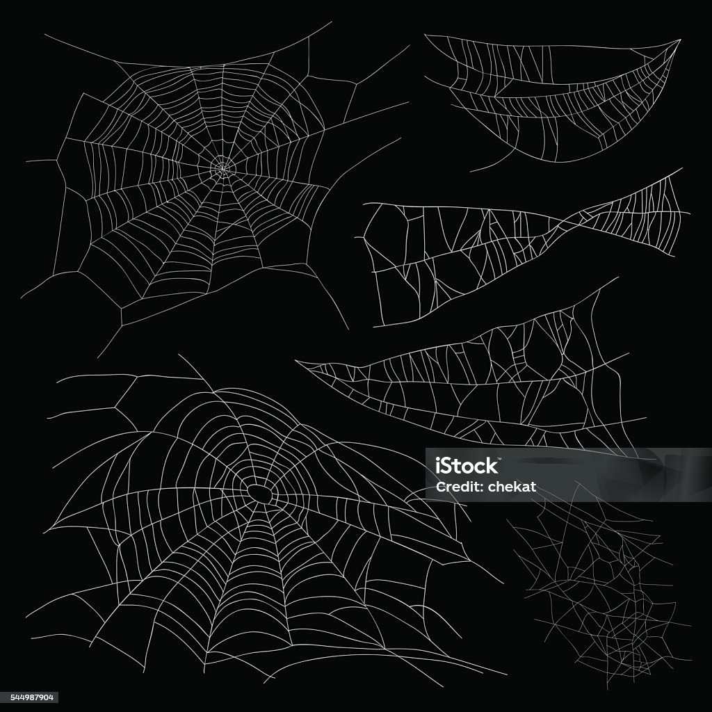 Set of different spiderwebs Set of different spiderwebs on a black background. Vector illustration. Elements for design. Spider Web stock vector