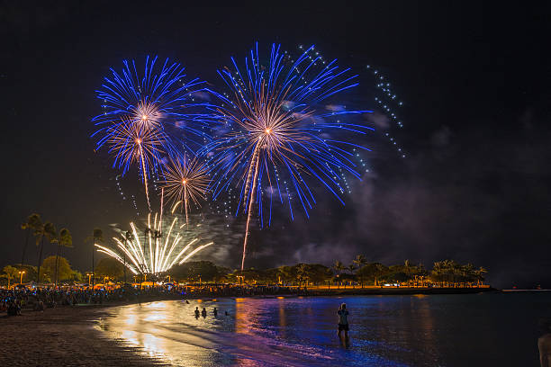 istock Fireworks in the night sky over Honolulu, Hawaii 544988020