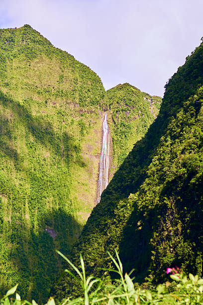 Cascade in Salazie cirque, Reunion Island. Huge Cascade in the mountains. 