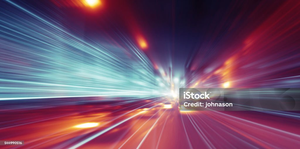 urban traffic Light Trail Stock Photo