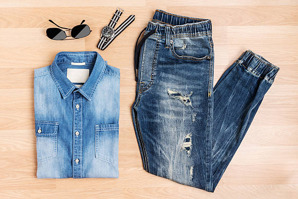 istock Fashion men and accessories new trendy blue jeans 544990652