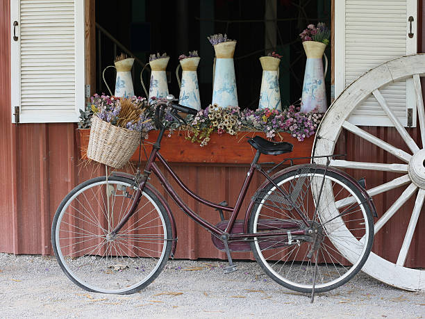 istock Vintage bicycle in front of beautiful house 544993740