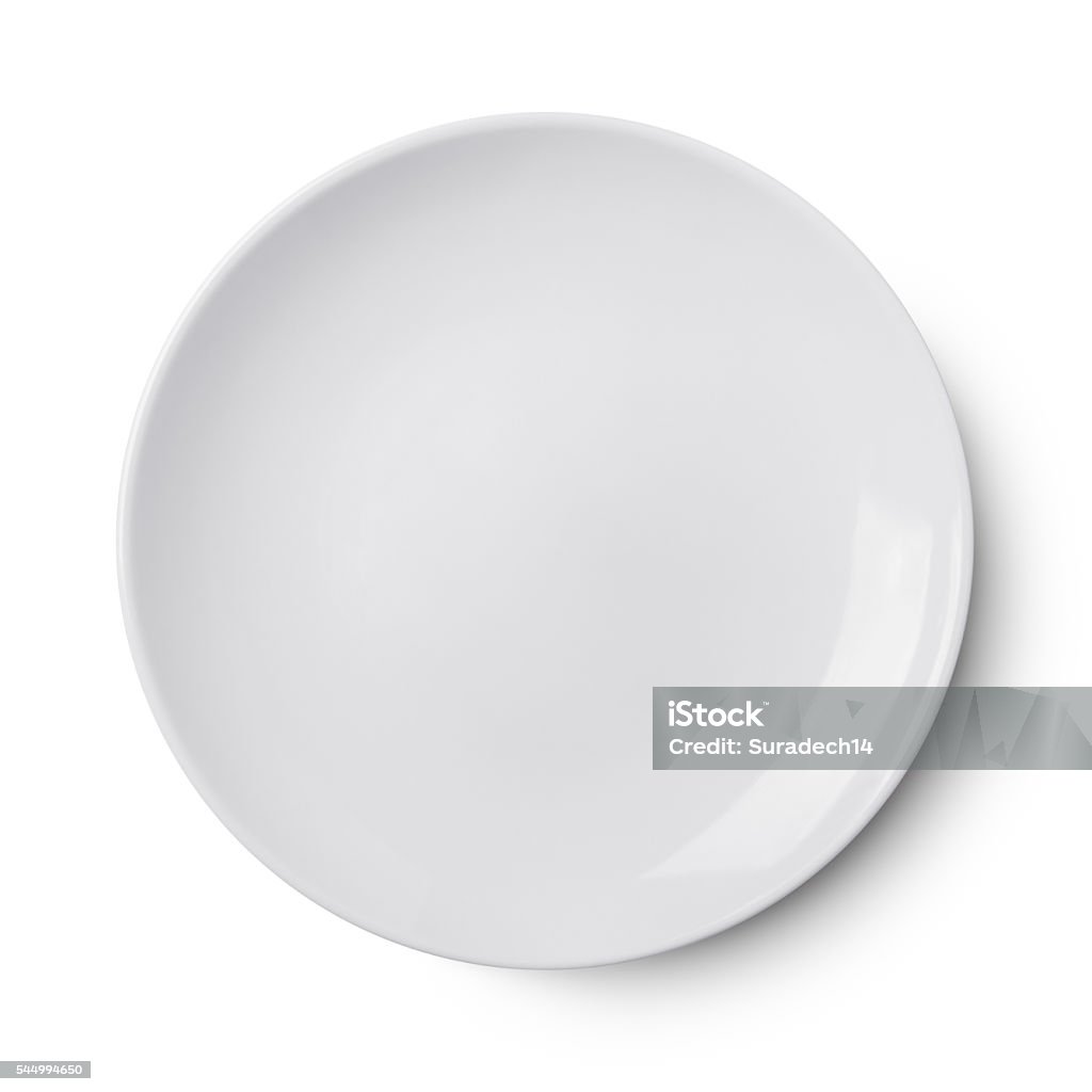 Placa de porcelana circular blanca simple - Foto de stock de Plato vacío libre de derechos