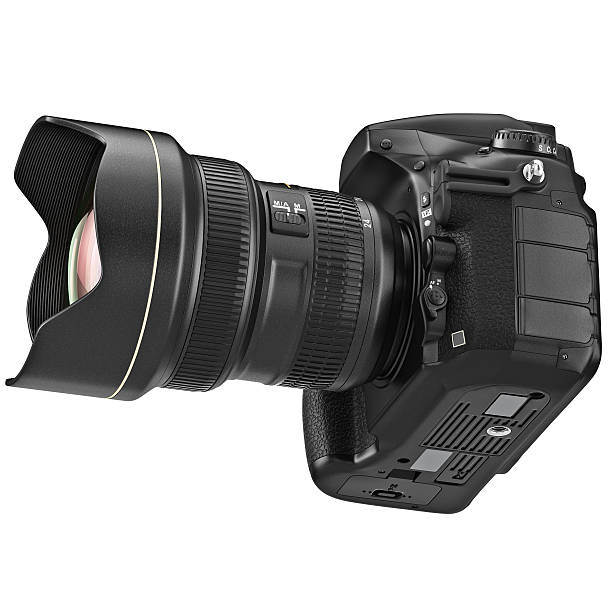 istock DSLR photo camera, zoom lens 544995136