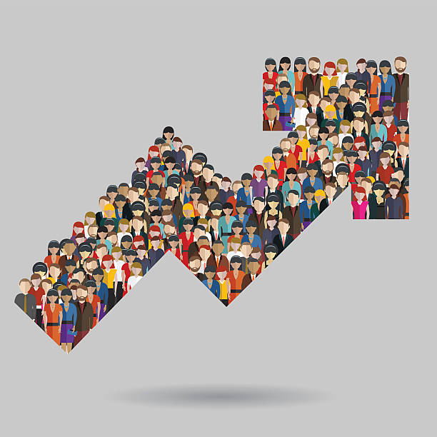 istock Large group of people in the shape of an arrow 544995942