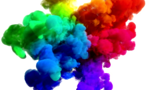 Colored smoke explosion on white 