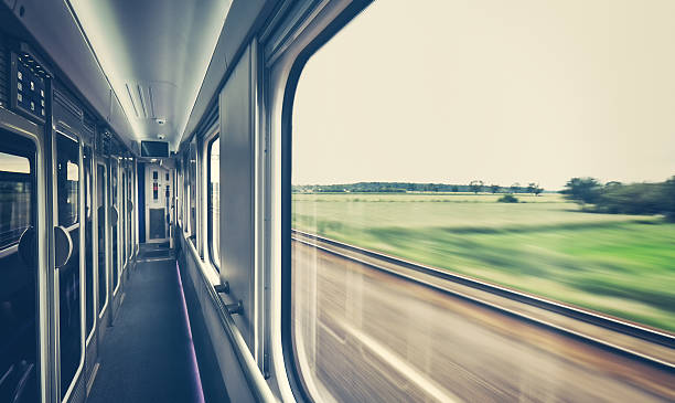 istock Retro toned window of a train in motion. 545081158