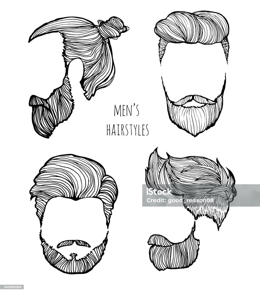 Man Hairstyle Set Of Handdrawn Sketches Stock Illustration - Download Image  Now - Adult, Art, Art And Craft - iStock