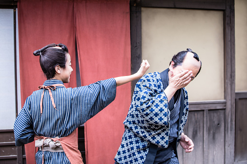 Japanese Teenager Fighting with an adult man.
