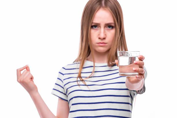 istock young woman feels unwell. All on white background. 545084498