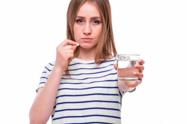 istock young woman feels unwell. All on white background. 545084560