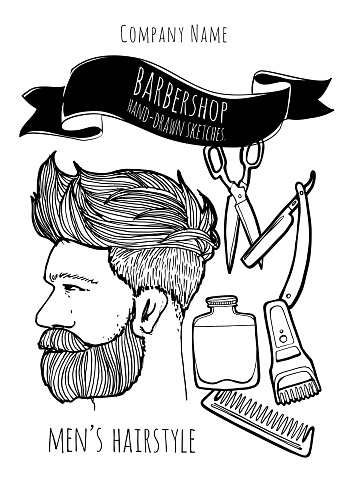 Man Hairstyle Barbershop Background Stock Illustration - Download Image Now  - Barber Shop, Flyer - Leaflet, Adult - iStock