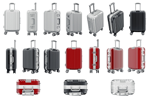 Set luggage travel. 3D graphic object isolated on white background