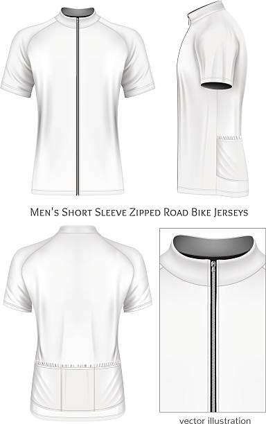 koszulka rowerowa z krótkim rękawem dla mężczyzn. - short sleeved illustrations stock illustrations