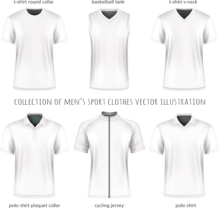 Collection of vector men sport clothes for your design. Fully editable handmade mesh.