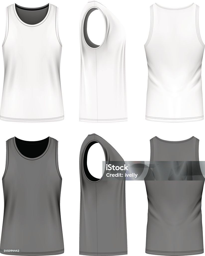 Full back singlet Full back singlet, front, back and side views. Fully editable handmade mesh. Vector illustration. Tank Top stock vector