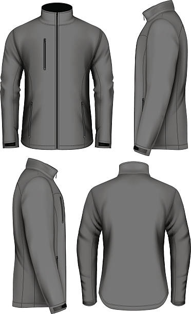 Men softshell jacket design template Men softshell jacket design template. Fully editable handmade mesh. Vector illustration. Jacket stock illustrations