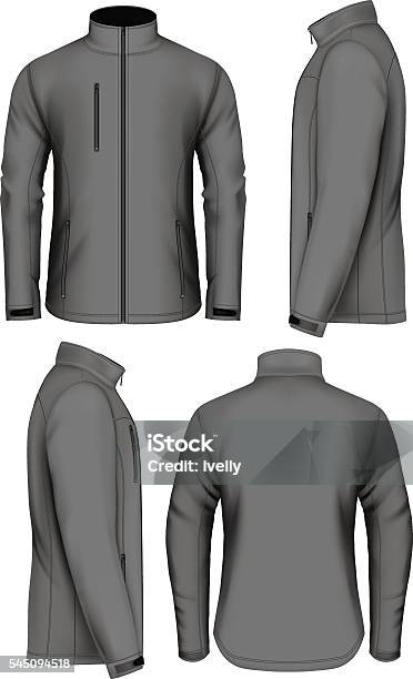 Men Softshell Jacket Design Template Stock Illustration - Download Image Now - Jacket, Template, Zipper