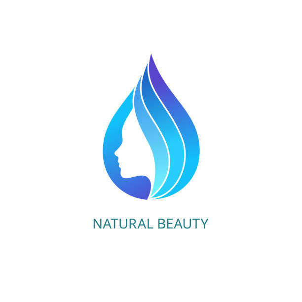 ilustrações, clipart, desenhos animados e ícones de belo rosto feminino com ondas de devolução - silhouette water computer icon cosmetics