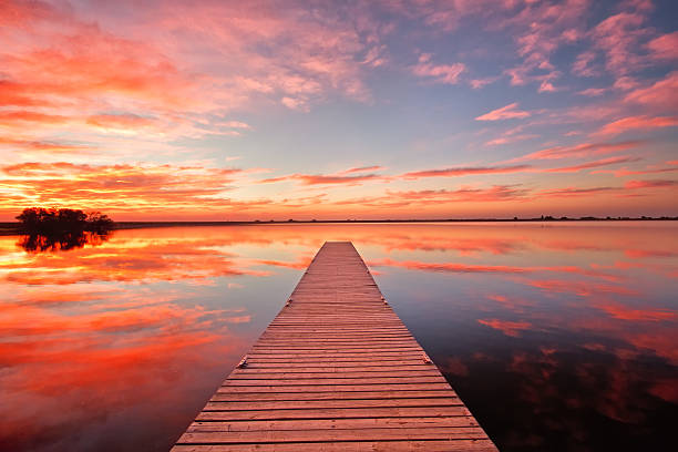 istock Fishing dock at sunrise 545095332