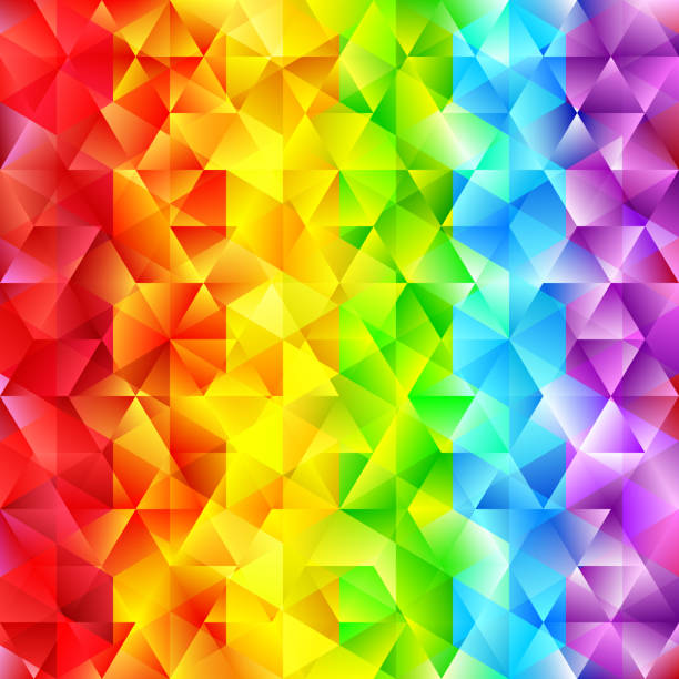 vektor hintergrund mit glühend spektrum streifen - kaleidoscope illustration and painting triangle abstract stock-grafiken, -clipart, -cartoons und -symbole