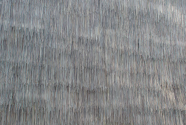 Horizontal brown artificial grass roof with morning light
