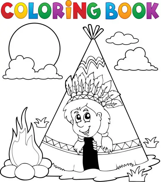 Vector illustration of Coloring book Indian theme image 3