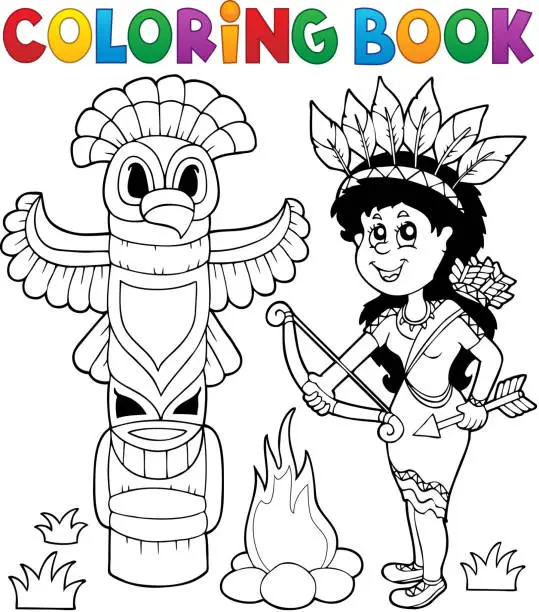 Vector illustration of Coloring book Indian theme image 4