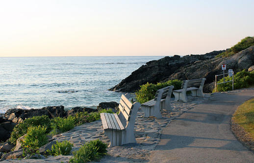 Ogunquit, Maine - The Marginal Way, a picturesque mile-long footpath along New England's Coast. This photo was taken at dawn in the summer.