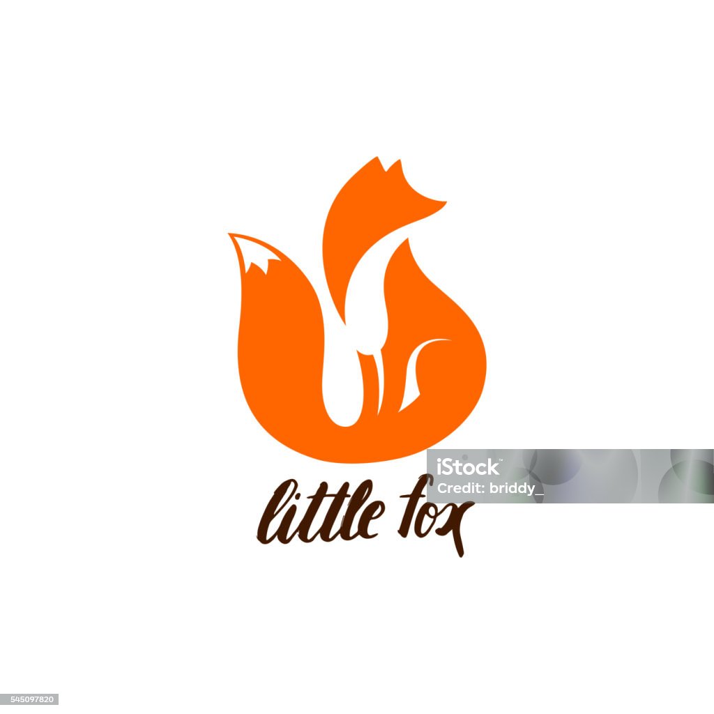 Negative Space Symbol with Sitting Fox. Negative Space Symbol with Sitting Fox. Orange Fox Silhouette.  Fox Icon Isolated on White Background. Cute Animal Illustration. Fox stock vector