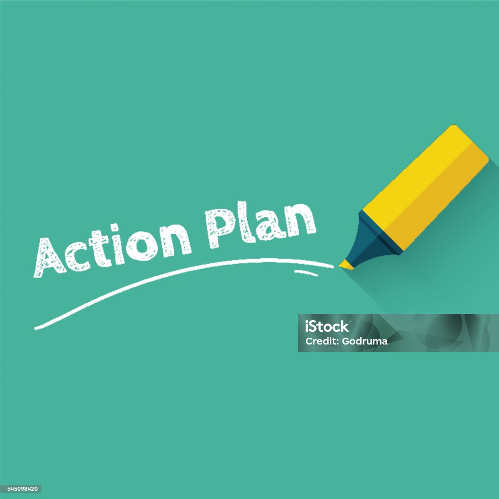 Action Plan Fun Design Action Plan Concept Design With Yellow Pencil Or Marker Stock ...
