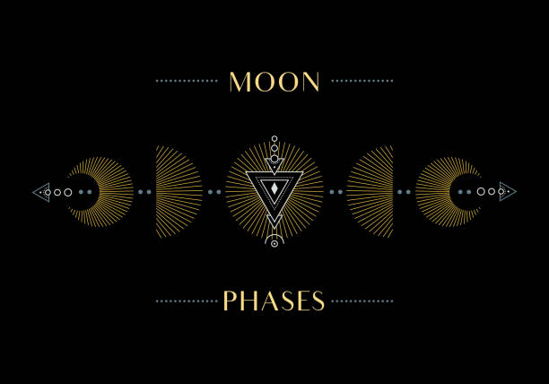 The Phases of the Moon The Phases of the Moon. Cycle from New Moon to Full. Vector Illustration. time designs stock illustrations