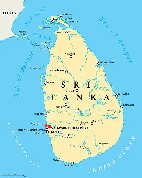 Vector illustration of Sri Lanka Political Map