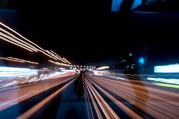 istock Dubai metro by night - long exposure 545099586
