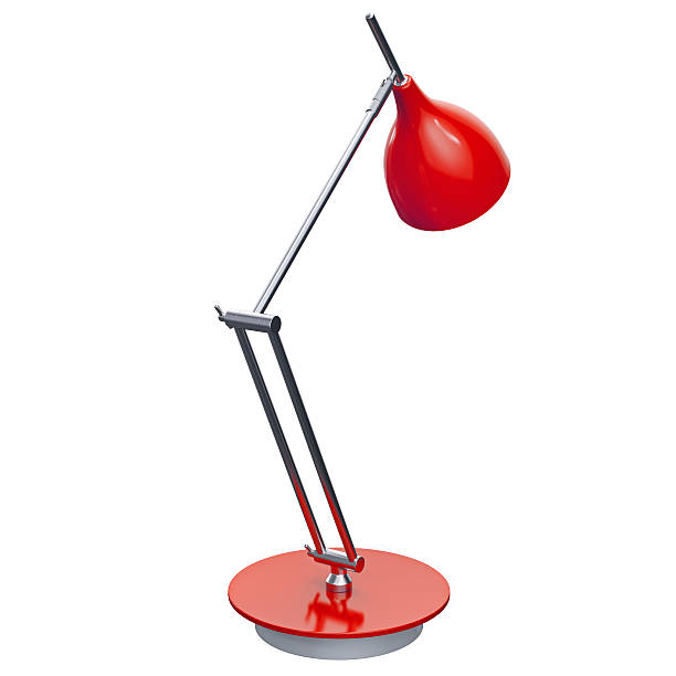 istock Red metal lamp on round plate. 3d graphic 545102754