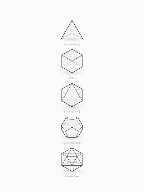 Platonic solids, line design Vector illustration EPS 10 polyhedron stock illustrations