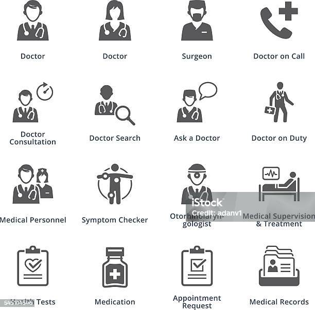 Medical Services Icons Set 3 Black Series Stock Illustration - Download Image Now - Icon Symbol, Doctor, Patient