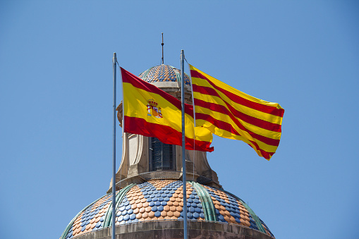 Bandera española y catalana photo