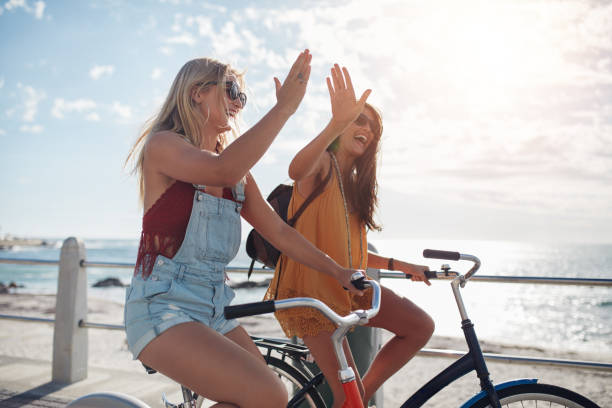 istock Best friends enjoying riding bicycles 545107202