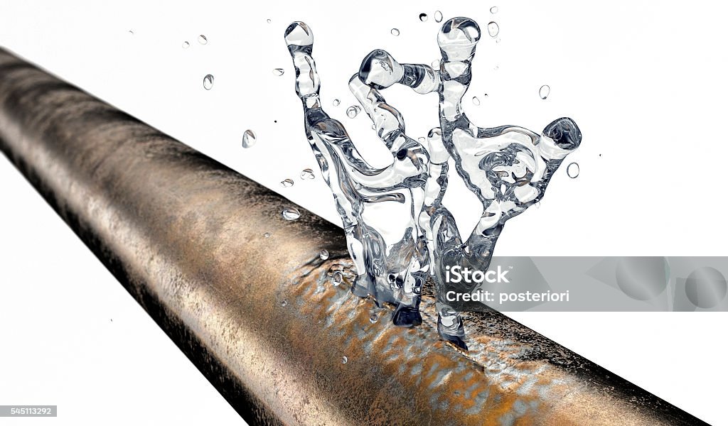 bursted Kupferrohr mit Wasserleckage aus - Lizenzfrei Rohr Stock-Foto