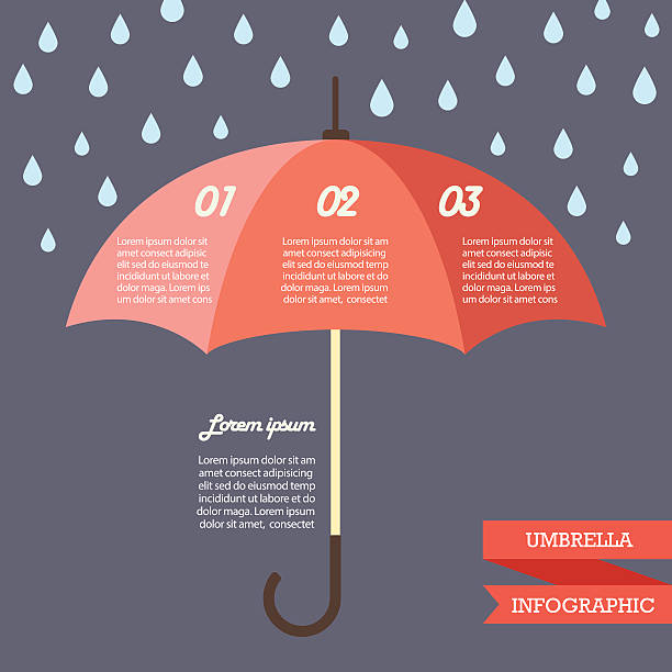 зонт стратегии шаблон инфографики - storm umbrella parasol rain stock illustrations