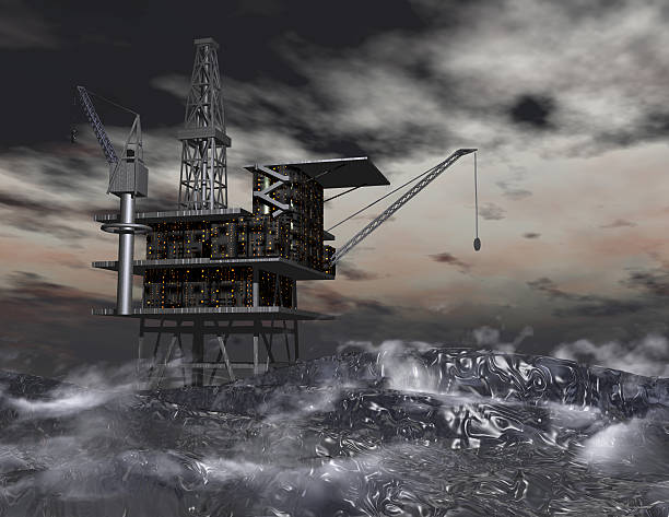 plataforma petrolífera - oil rig sea oil storm - fotografias e filmes do acervo