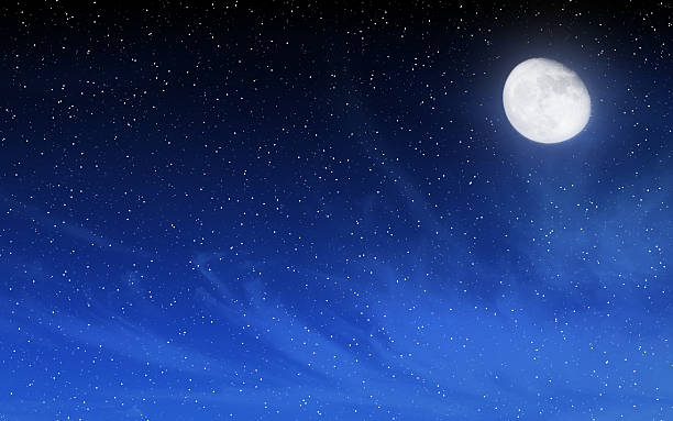 istock Deep night sky with many stars and moon 545119932