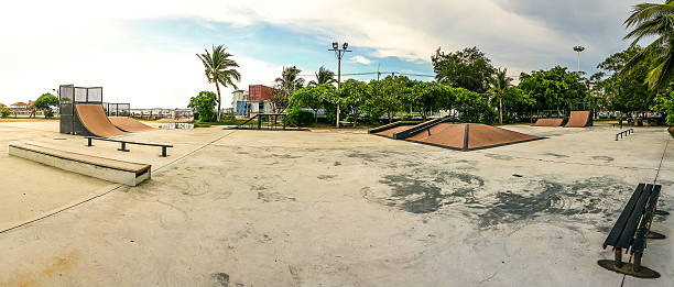 istock Skate Park in the daytime. Customizable dark tones . 545120780