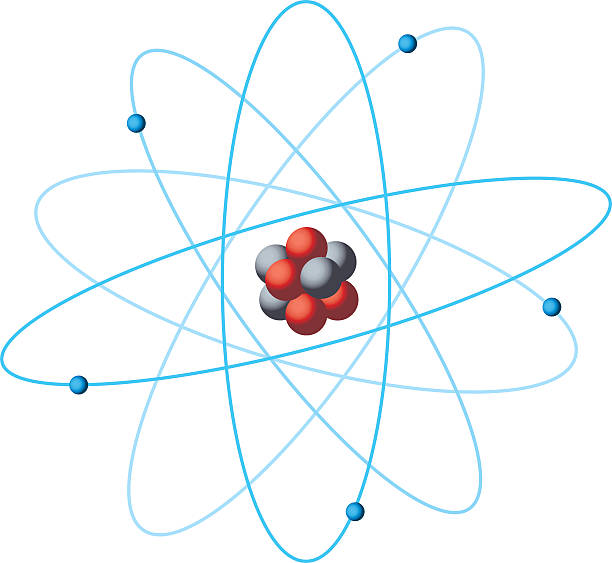 Atom structure diagram Atom diagram and subatomic particles, vector illustration. nucleus stock illustrations