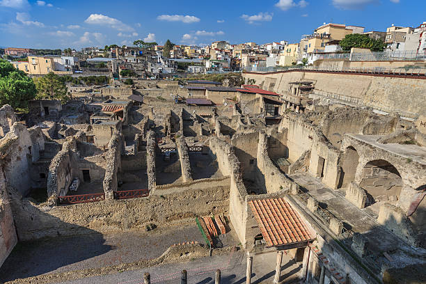 Herculaneum archeological site hentrance and view of the \