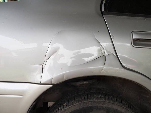 istock car has a dented rear bumper after an accident 545123864