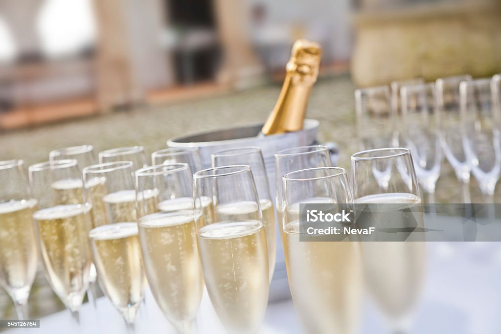 Glasses Glasses full of sparkling wine Champagne Flute Stock Photo