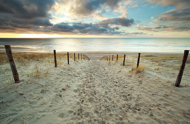 istock sand path to North sea beach at sundown 545126918