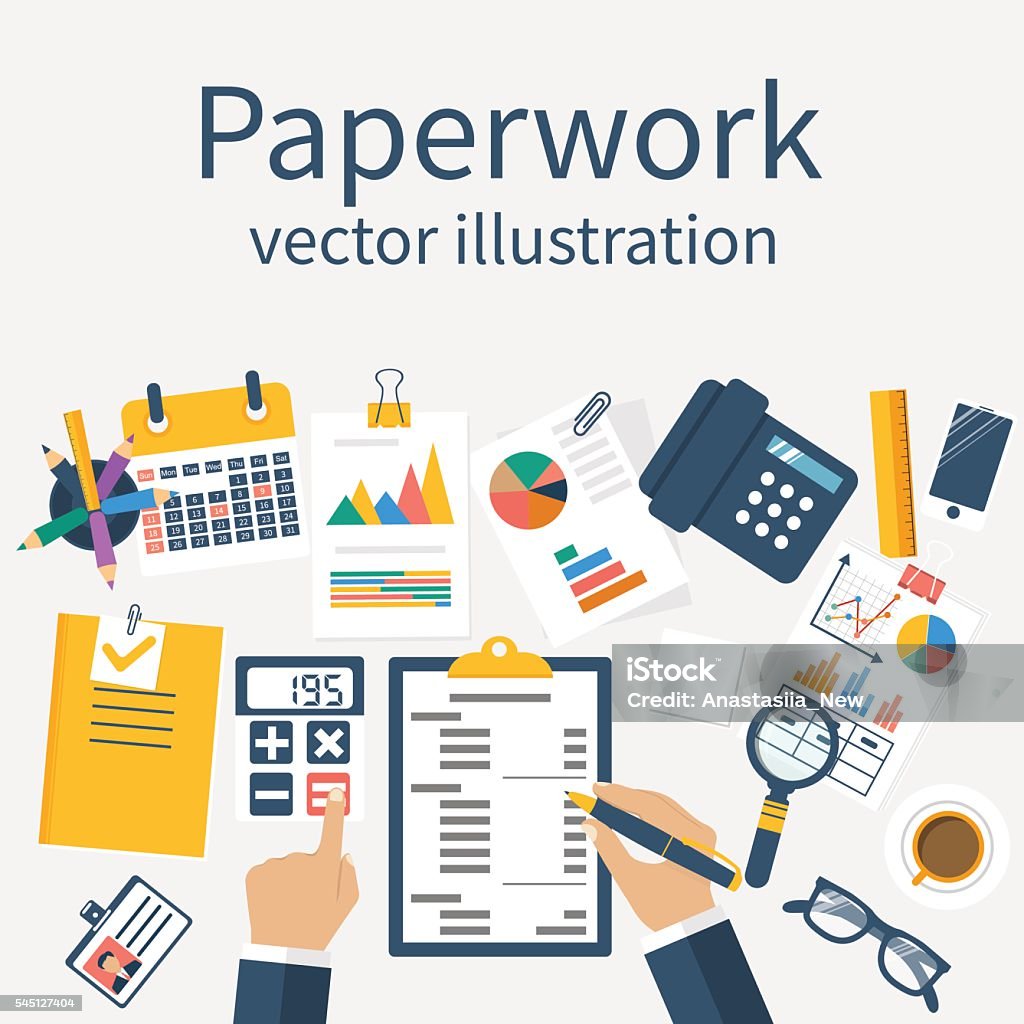 Paperwork Vector Office Worker Stock Illustration - Download Image Now ...